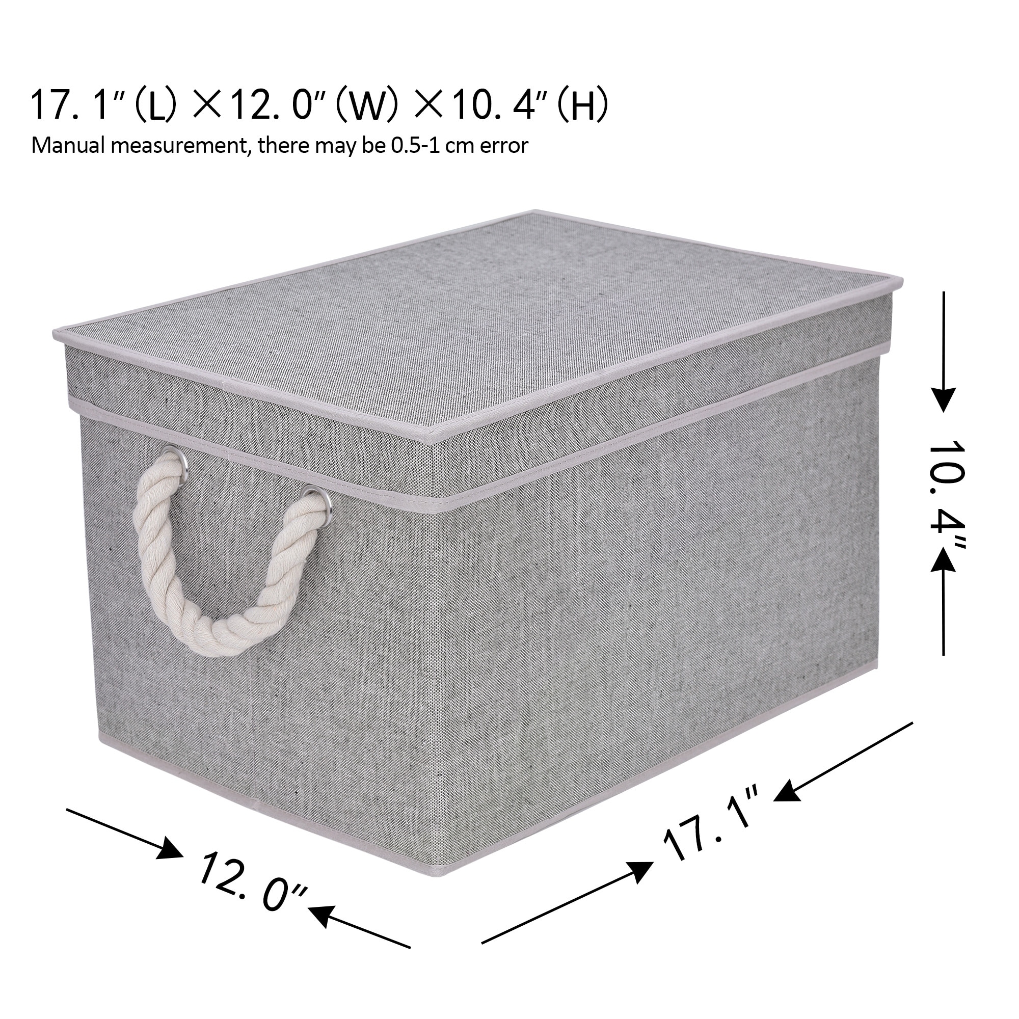 3-Pack Medium Rectangle Decorative Storage Baskets StorageWorks Closet Storage Bins with Cotton Rope Handles Gray