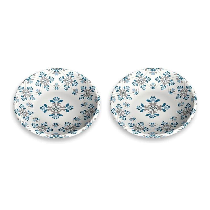 Abode Homewares Pawsitano Tile Planta Pet Saucer - Small - 0.75 Cups - Blue - Set of 2 - Blue