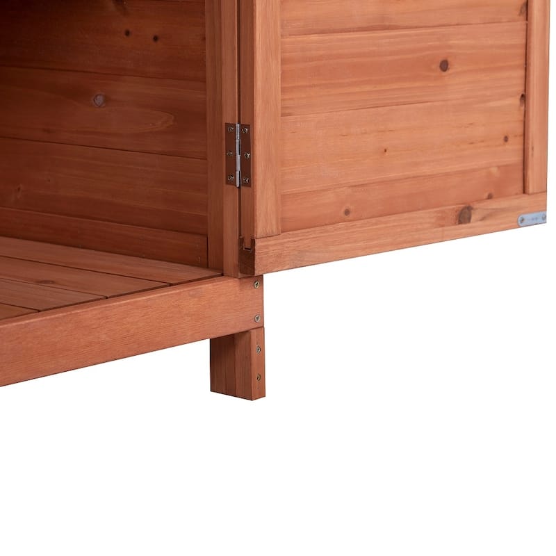 39" Wooden Rustic Potting Bench Table, Storage Cabinet Garden Shed with 2-Tier Shelves and Side Hook