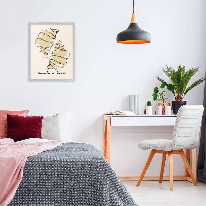 Stupell Croissants with French Phrase Framed Giclee Art Design By Lil' Rue