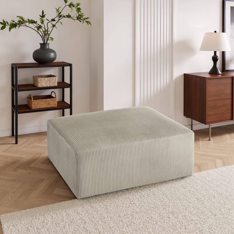 40"W Oversized No Assembly Corduroy Rectangle Ottoman