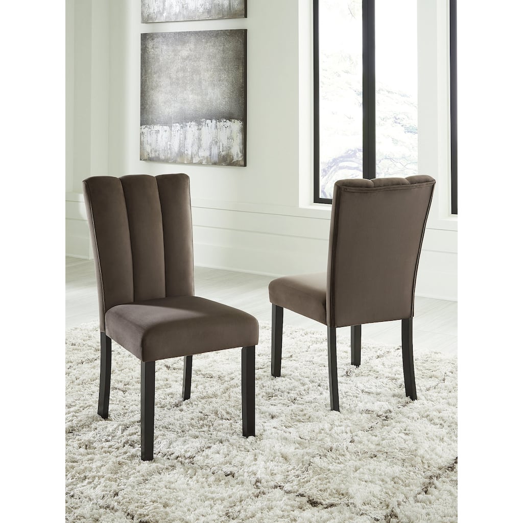 Signature Design by Ashley Zendalia Brown/Black Dining Upholstered Side Chair (Set of 2) - 19.5" W x 23.25" D x 38.5" H