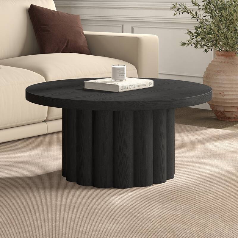 Olie 32" Wide Round Fluted Coffee Table - 32" Wide
