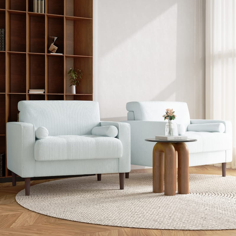 2 Set Modern Wide Armchair Corduroy Accent Chairs