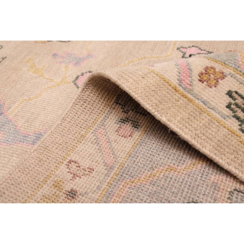 ECARPETGALLERY Hand-knotted Modern Oushak Light Khaki Wool Rug - 8'11 x 11'10