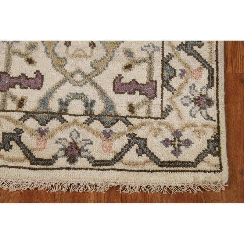 Transitional Oushak Indian Runner Rug Hand-Knotted Wool Carpet - 2'6"x 8'0"