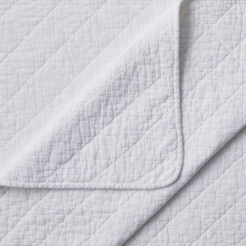 HiEnd Accents Stonewashed Cotton Gauze Traditional Style Solid Color Diamond Stitch 3 Piece Quilt Set