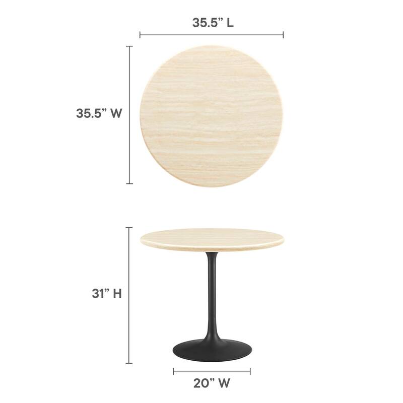 Lippa 36" Round Artificial Travertine Dining Table