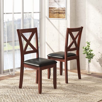 Set of 2 Wooden Dining Chairs Kitchen Side Chair with Padded Seat