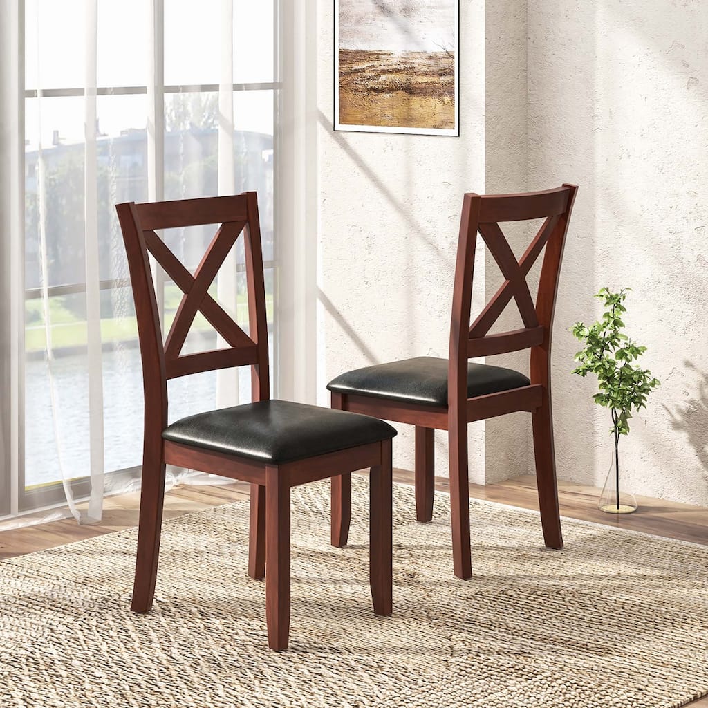 Set of 2 Wooden Dining Chairs Kitchen Side Chair with Padded Seat
