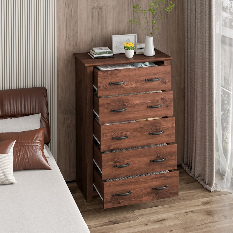 5 Drawer Chest Storage Dresser Tall Cabinet Organizer Bedroom Hallway