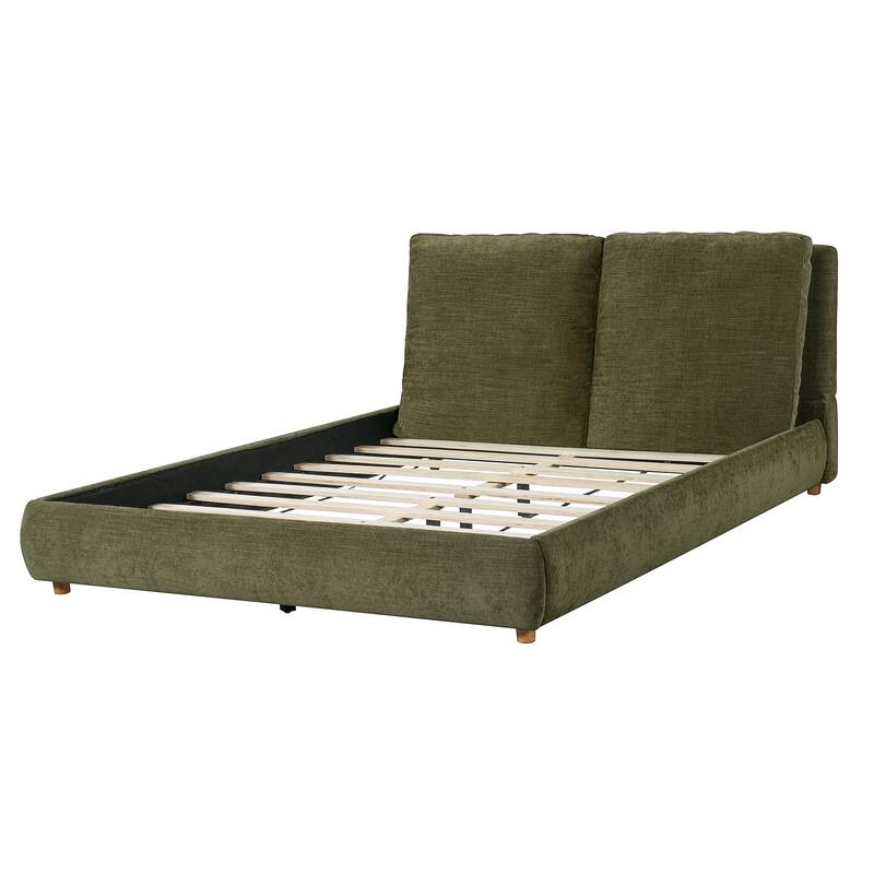 Christopher Knight Home - Charlotte Upholstered Boucle Platform Bed with Removable Pillow Headboard