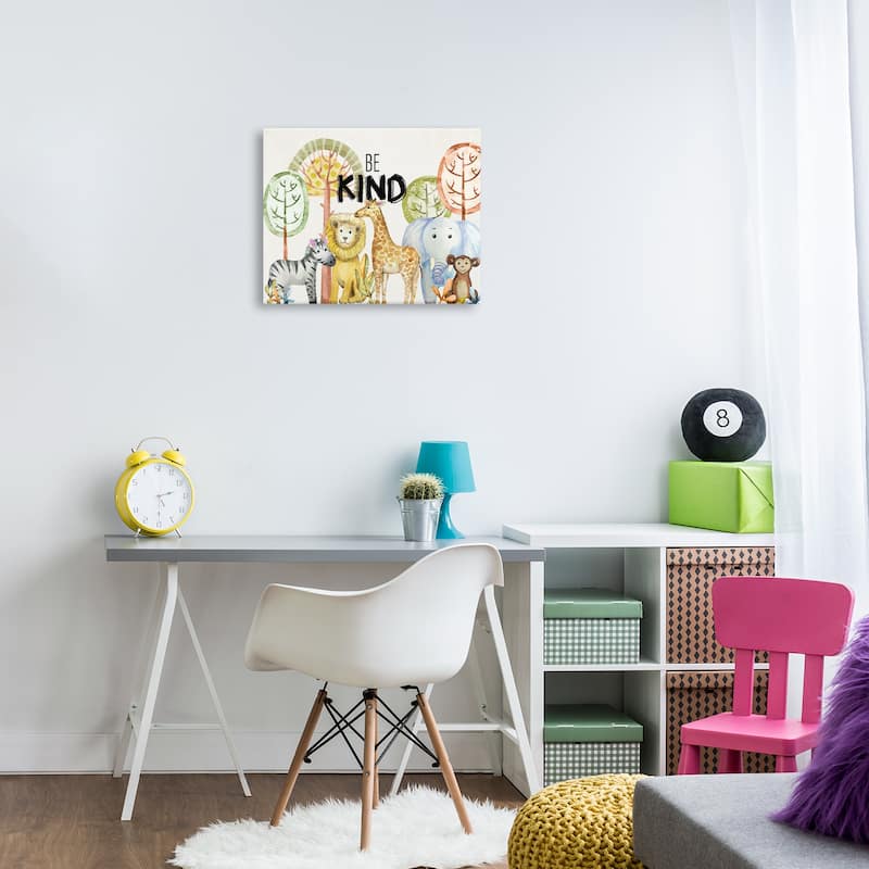 Stupell Be Kind Jungle Animals Canvas Wall Art Design By Kim Allen