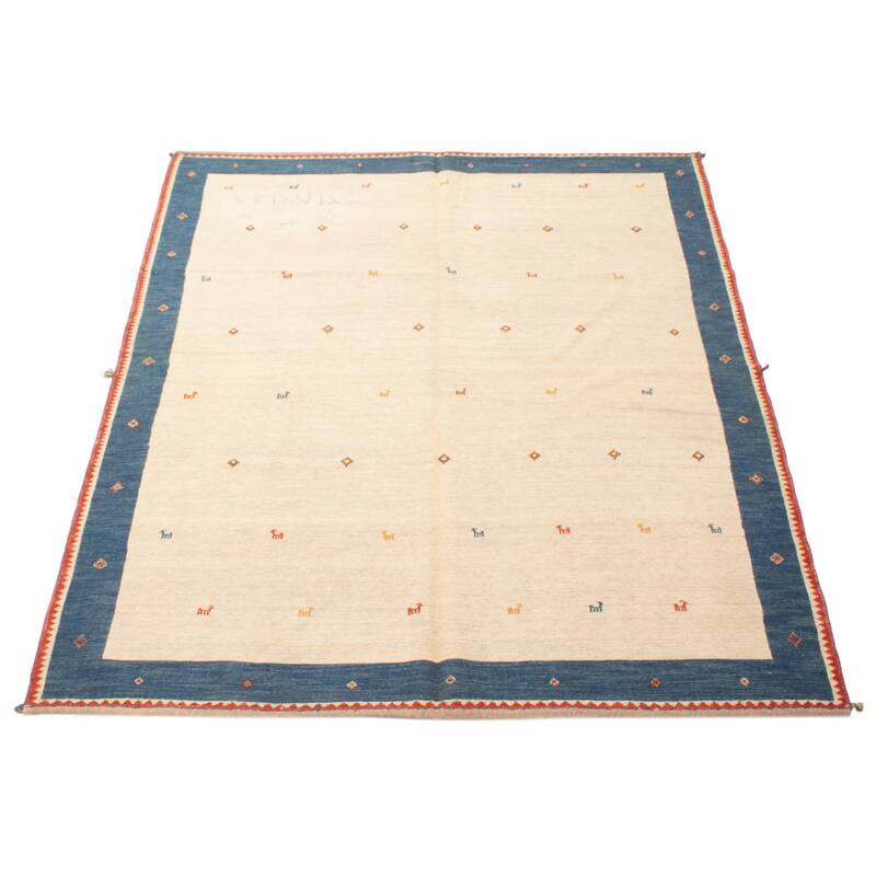 ECARPETGALLERY Flat-Weave Kashkuli Cream Wool Tapestry Kilim - 5'4 x 6'11