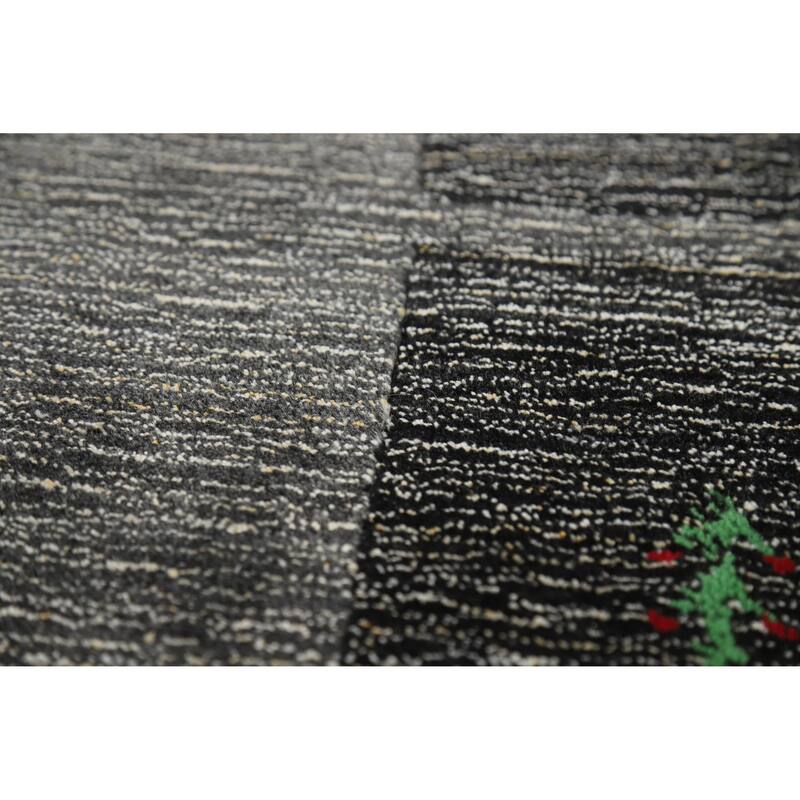 Gray Gabbeh Indian Rug Handmade Wool Carpet - 5'4" x 7'5"