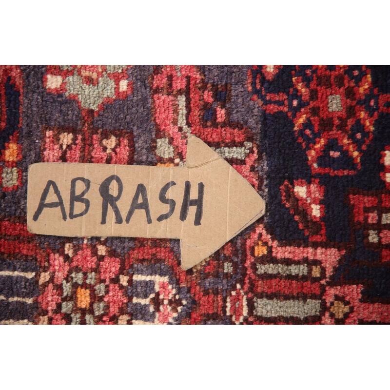 Hand Knotted Oriental 100% Wool Carpet Traditional Tribal Navy Blue & Blues Hamedan Runner Rug - 10' 9'' X 3' 6''