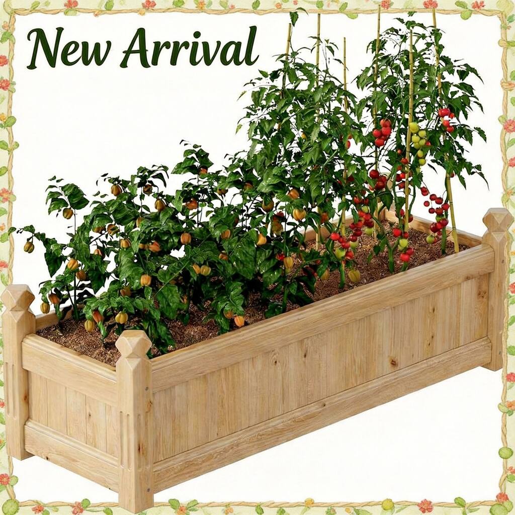 43.5 x 16 x 14Inch Large Wooden Raised Garden Bed Planter Box for Vegetables Flowers and Herbs