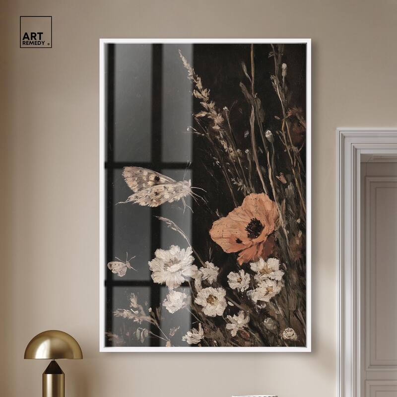 Poppy and Moth II Shadowbox by Art Remedy
