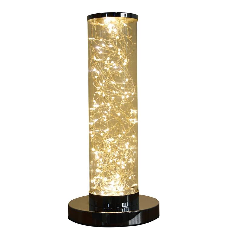 HomeRoots 13" Silver Metal Column LED Table Lamp - 6' X '13' X '6