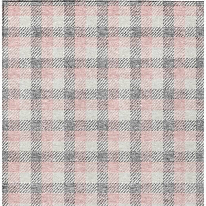 HomeRoots Plaid Transitional Rectangle Outdoor Rug