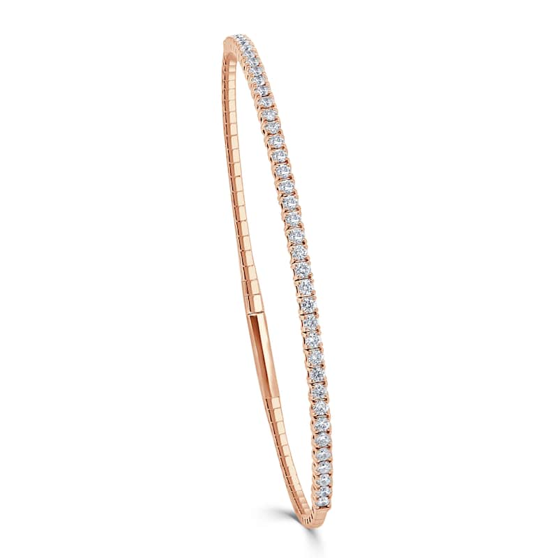 Joelle Collection Diamond Flexible 1.00ct Bangle 14K Gold - White