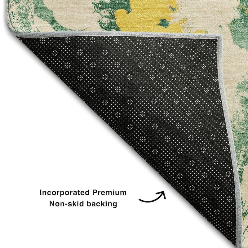 Premium Washable Super Soft Contemporary Floral Mayfield Rug