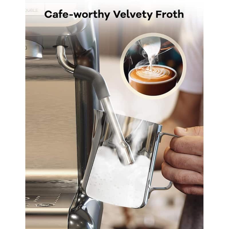 20 Bar Semi Automatic Espresso Machine With Grinder and Milk Frother Wand