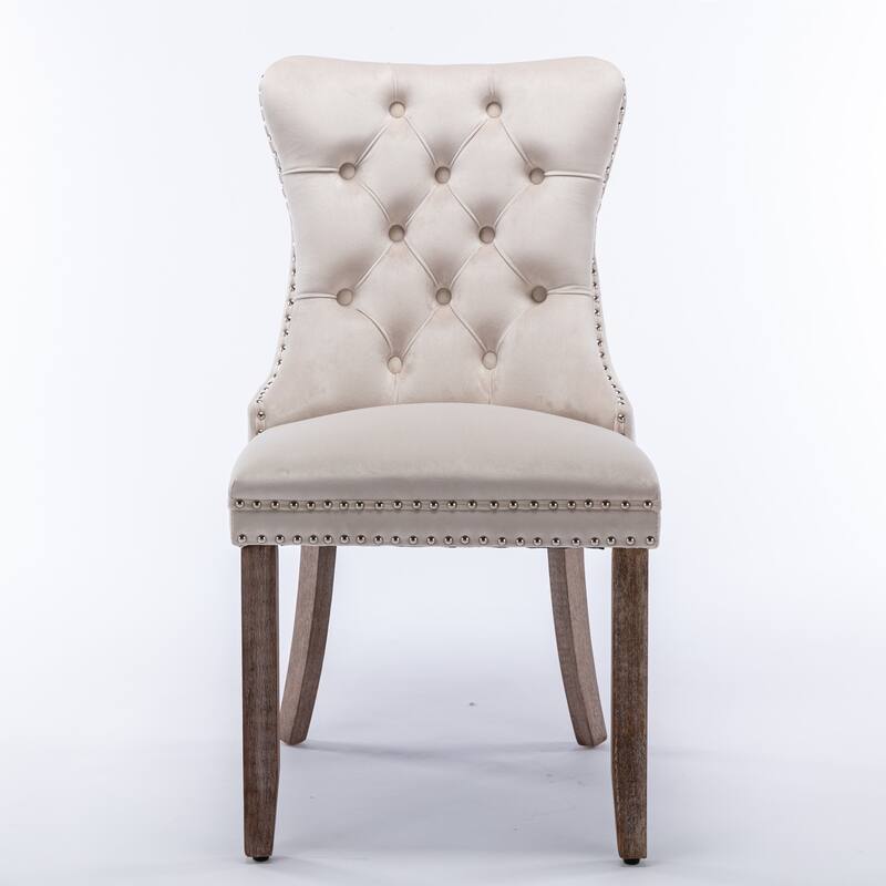 Set of 2 Modern High-End Tufted Solid Wood Upholstered Dining Chair with Nailhead Trim