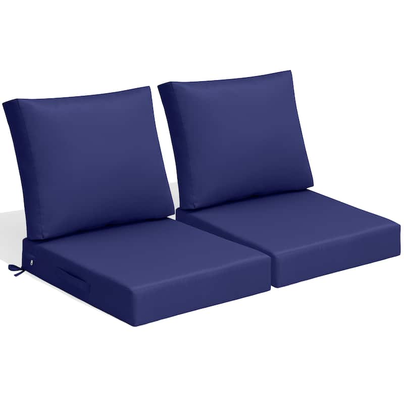 24''x24'' Outdoor Patio Seat Cushion Set with Removable Cover - 2PC - NavyBlue