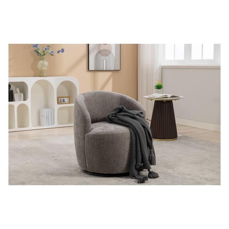 Chenille Fabric Swivel Accent Armchair Barrel Chair