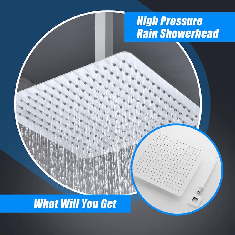 16" Square High Pressure Rain Shower Head,304 Stainless Steel Rain Shower Head