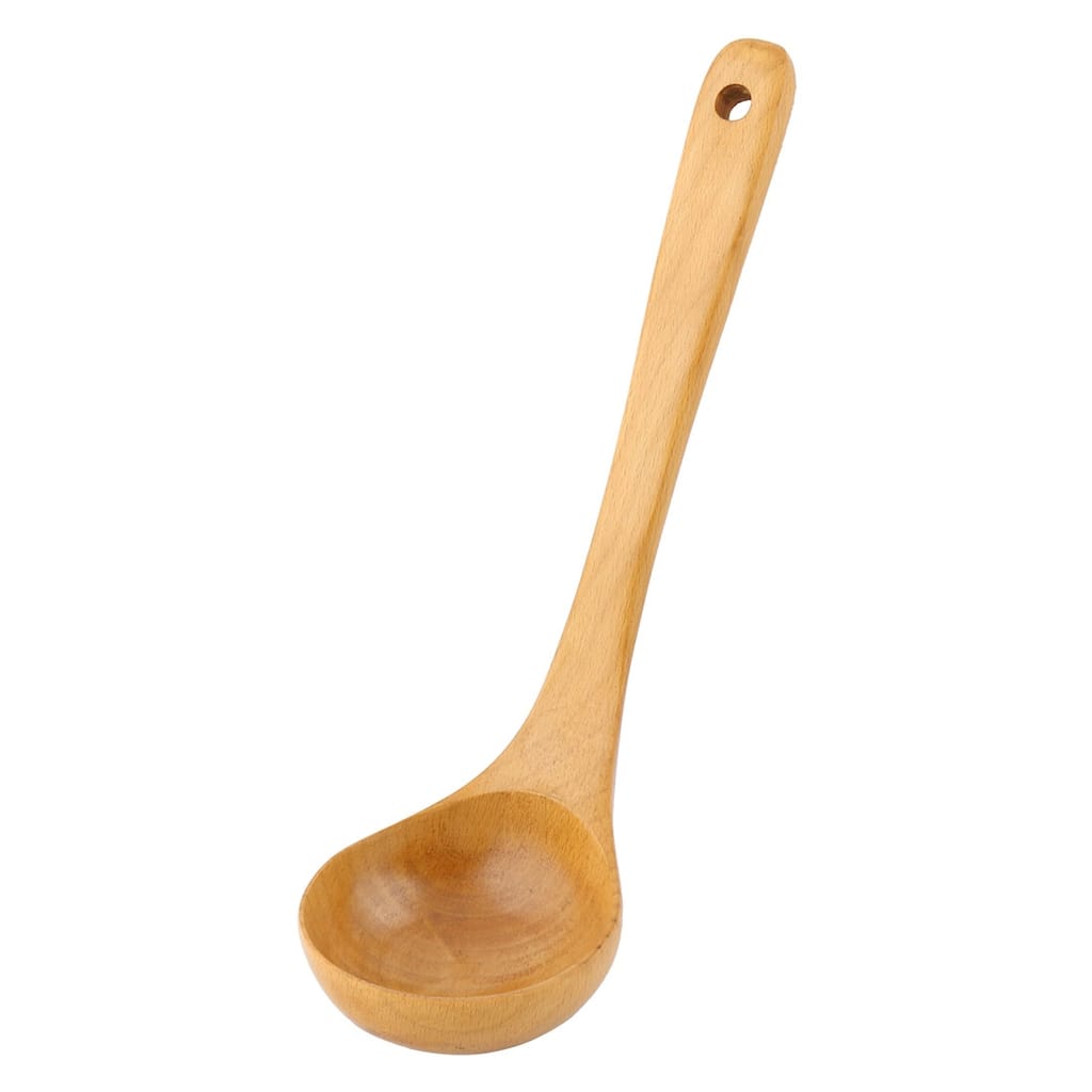 Household Restaurant Kitchen Tableware Wooden Cooking Soup Ladle Spoon - Wooden Color