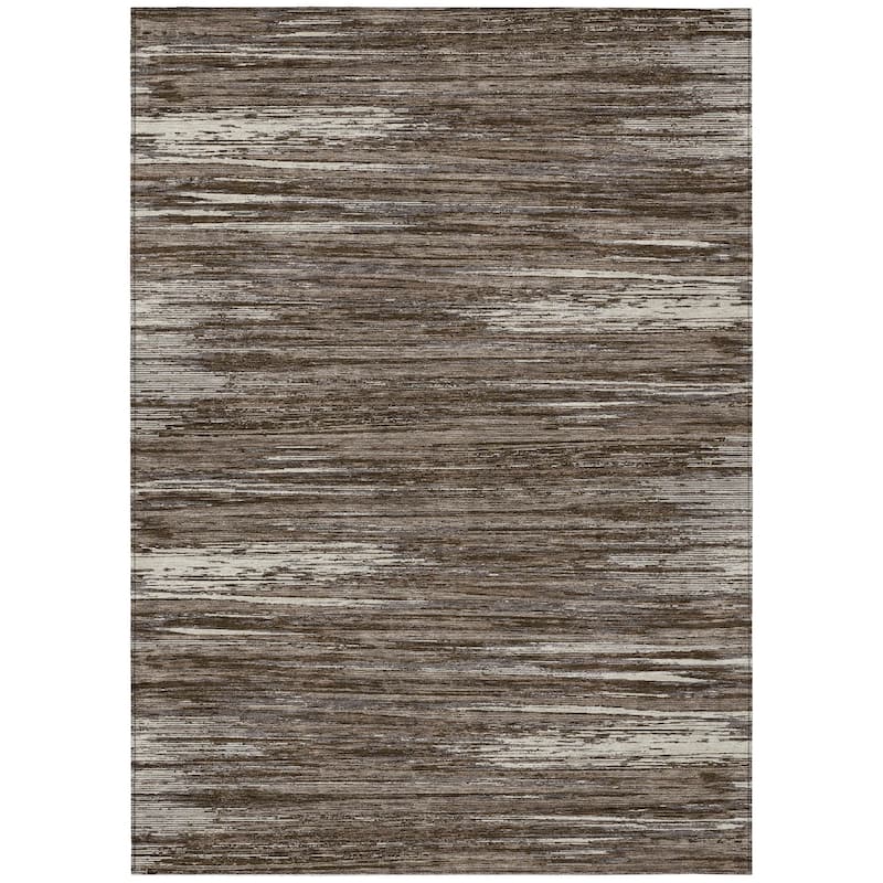 Machine Washable Indoor/ Outdoor Chantille Abstract Stripe Rug