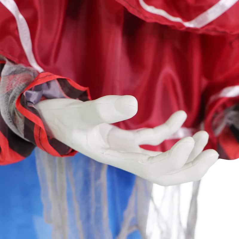 Haunted Hill Farm Wiggles the Animatronic Twisting, Talking Clown Greeter with Folding Door Hook for Scary Halloween Decoration