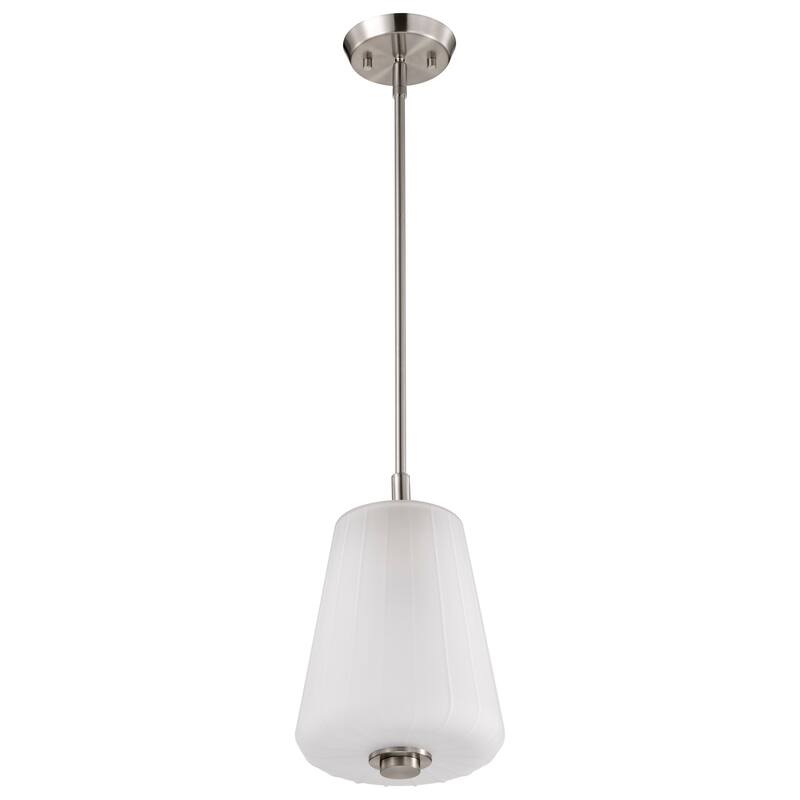 Lune Mini Pendant Brushed Nickel Finish Etched White Glass - Brushed Nickel