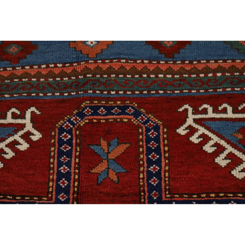 Vegetable Dye Shirvan Antique Area Rug Hand-Knotted Wool Carpet - 3'10" x 6'9"