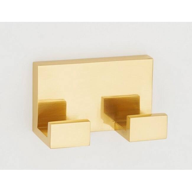 Alno A6484 Linear 3" Wide Solid Metal Modern Double Bathroom Robe - Unlacquered Brass