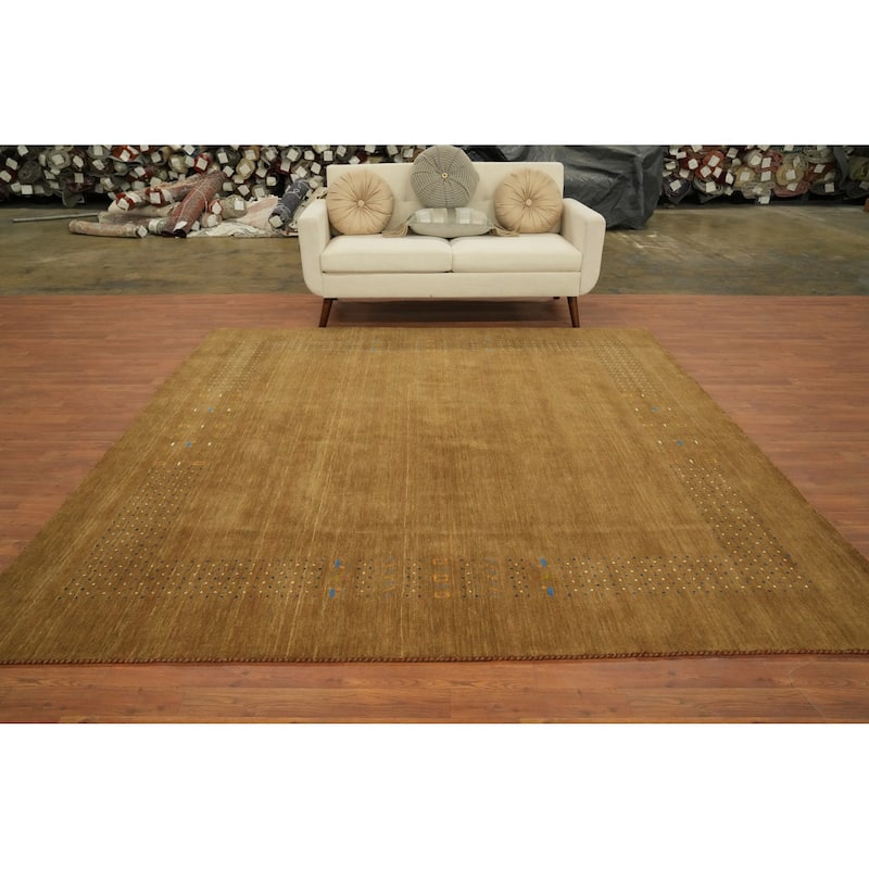 Hand Knotted Oriental 100% Wool Carpet Tribal Animal Pictorial Brown Gabbeh Area Rug - 8' 1'' X 8' 5''