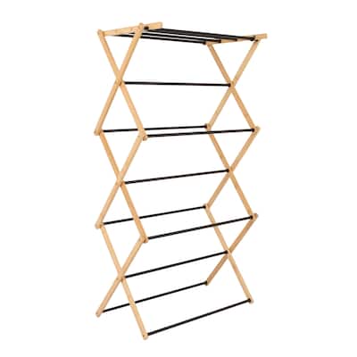 Household Essentials Bamboo Folding Clothes Drying Rack with 13 Coated Dowels - 23.8"L x 14.3"W x 39.5"H