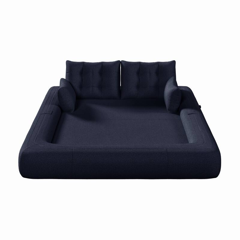 78.7" Multi-Functional Foldable Sofa Bed, 3-in-1 Teddy Fabric Foam Sleeper Couch for Relaxation and Seating