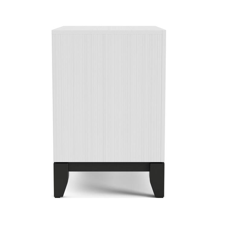 Two-Tone Nightstand - White Finish with Two Drawers & Wooden Legs