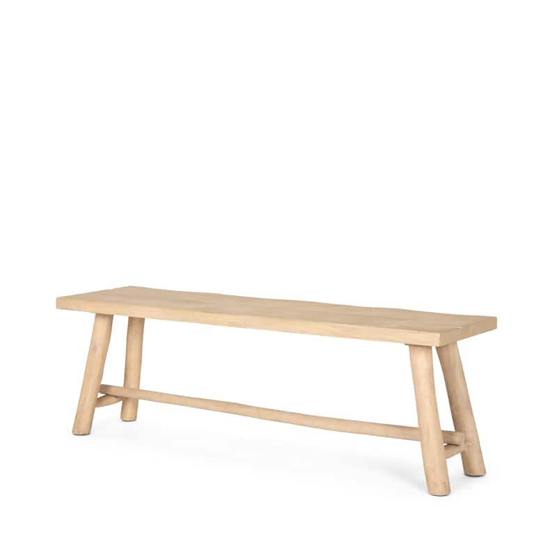 HomeRoots 56" Natural Distressed Solid Wood Live Edge Bench - 56 in. x 19 in. x 16 in.