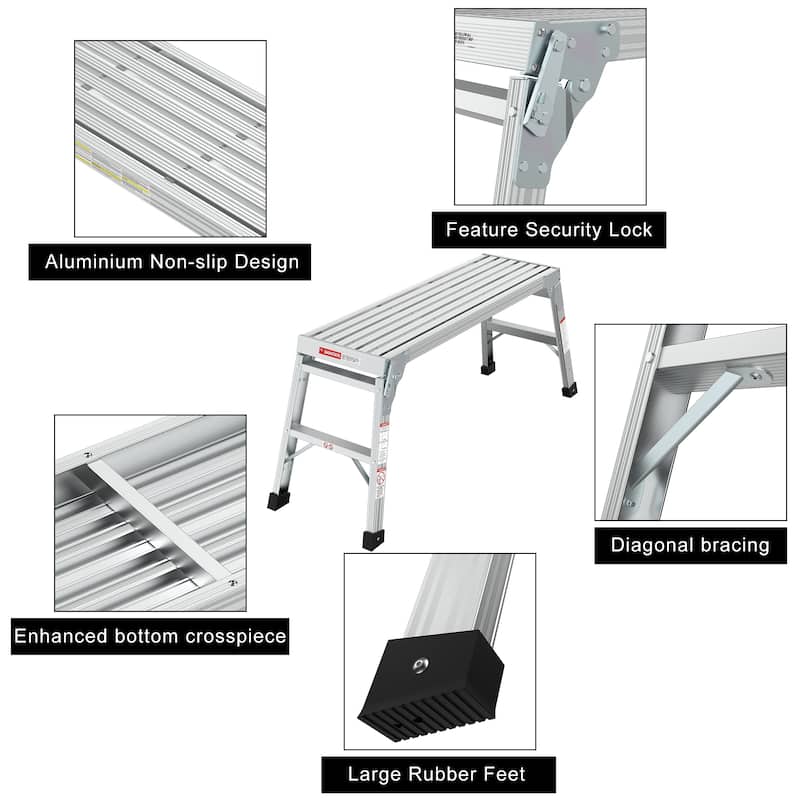 Portable Aluminum Work Platform Folding Ladder