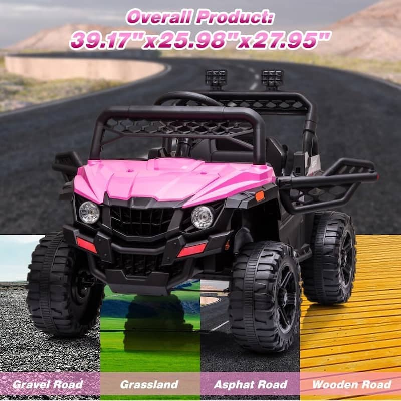Kids Ride On Utv with Remote Control, 390W Double Motors 12V Kids Ride On Car Truck Toddles Electric Vehicle