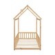 preview thumbnail 9 of 7, Twin Size Pine Wood House Bed Frame with Guardrails & Slats, Natural