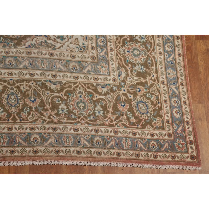 Traditional Mashad Persian Area Rug Hand-Knotted Wool Carpet - 9'10" x 11'11"