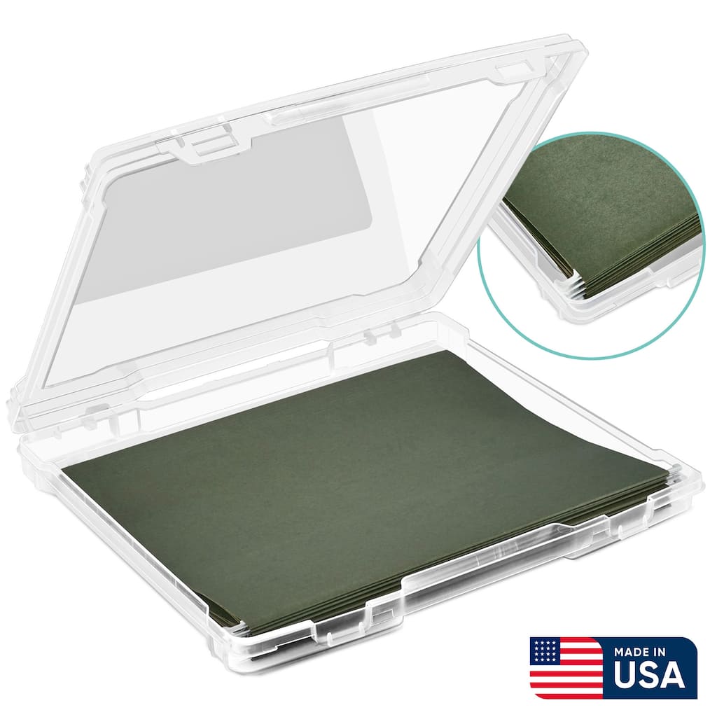 Sorbus Single-Piece Thin Hanging File Organizer Bin, Interior 10"x12" Clear Plastic Stackable for Document Storage