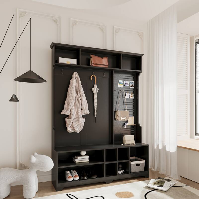 Hall Tree with Shoe Bench
