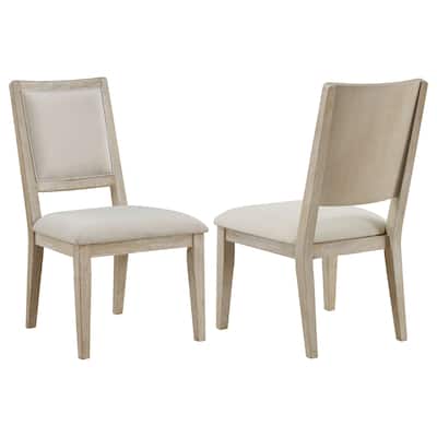 Trofello White Washed Cushioned Dining Side Chair (Set of 2)