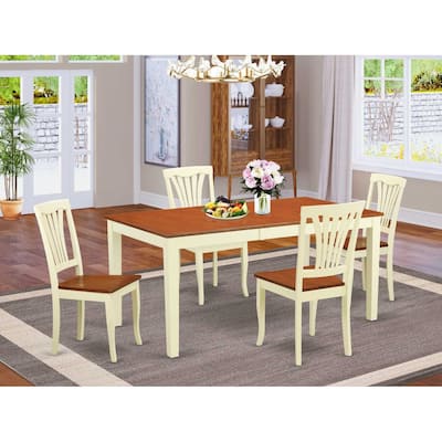 Rustic Dinette Set for 4 - 5 Piece Kitchen Table & Chair Set - Rectangle Table with Leaf